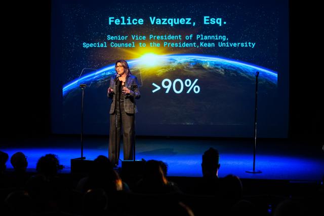 Felice Vazquez on stage at convocation