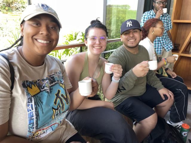 Kean students enjoying a coffee break in Costa rica