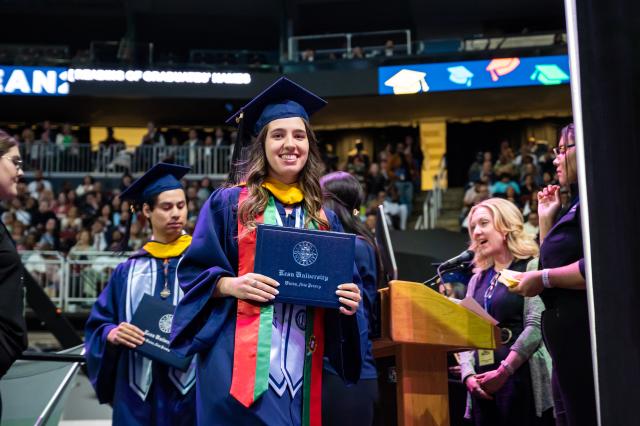 Student receives her degree at The Prudential Center
