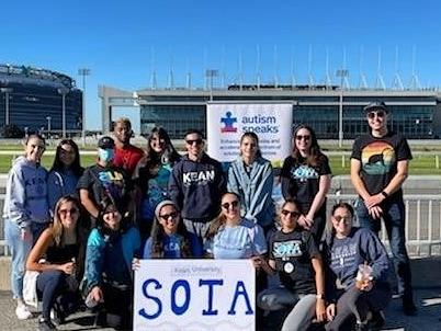 Group photo of Kean's Student of Occupational Therapy association at the autism Speaks walk
