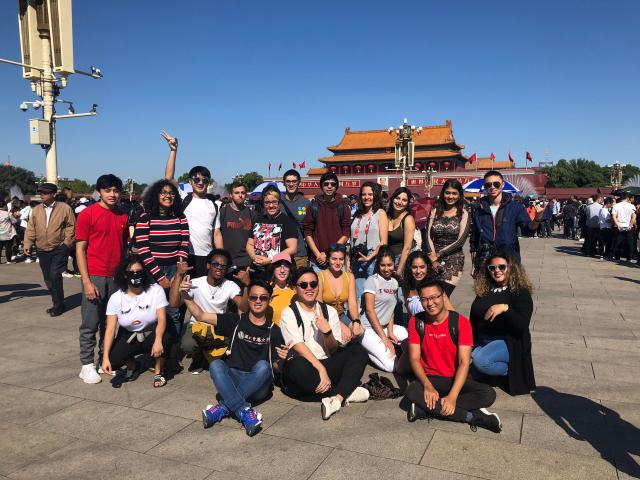 Students gathered for a group photo in China 