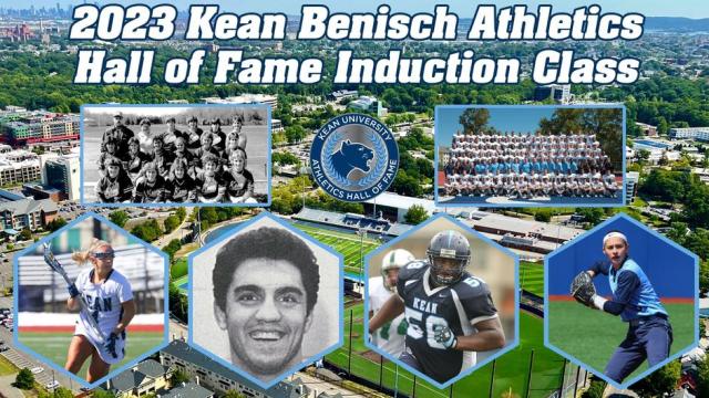 A composite photo of the inductees into the Kean Athletics Hall of Fame