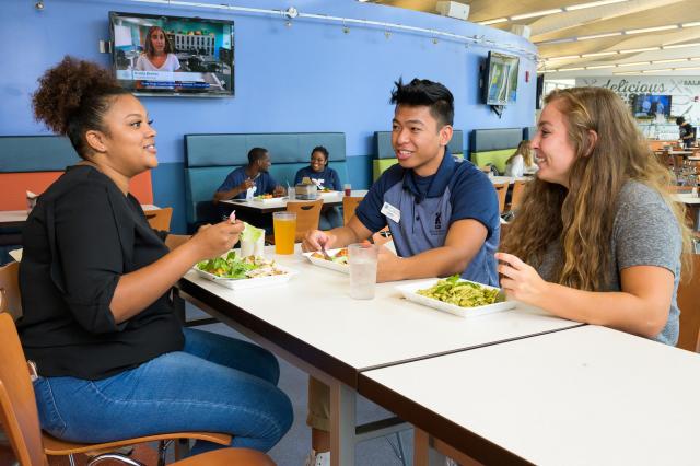 Kean students eat in the dining hall 