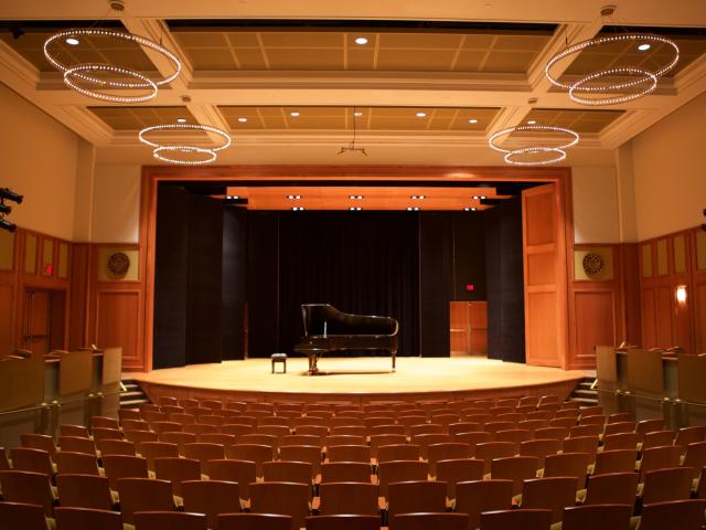 The inside of Enlow Recital Hall