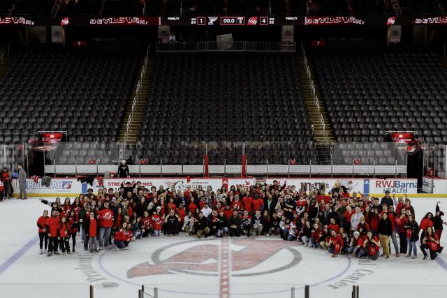 Attendees at the ASL Night celebration got to walk on the ice after the game.