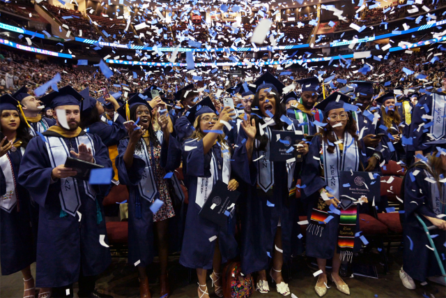 Confetti falls as Kean's undergraduate Class of 2024 celebrates at Commencement