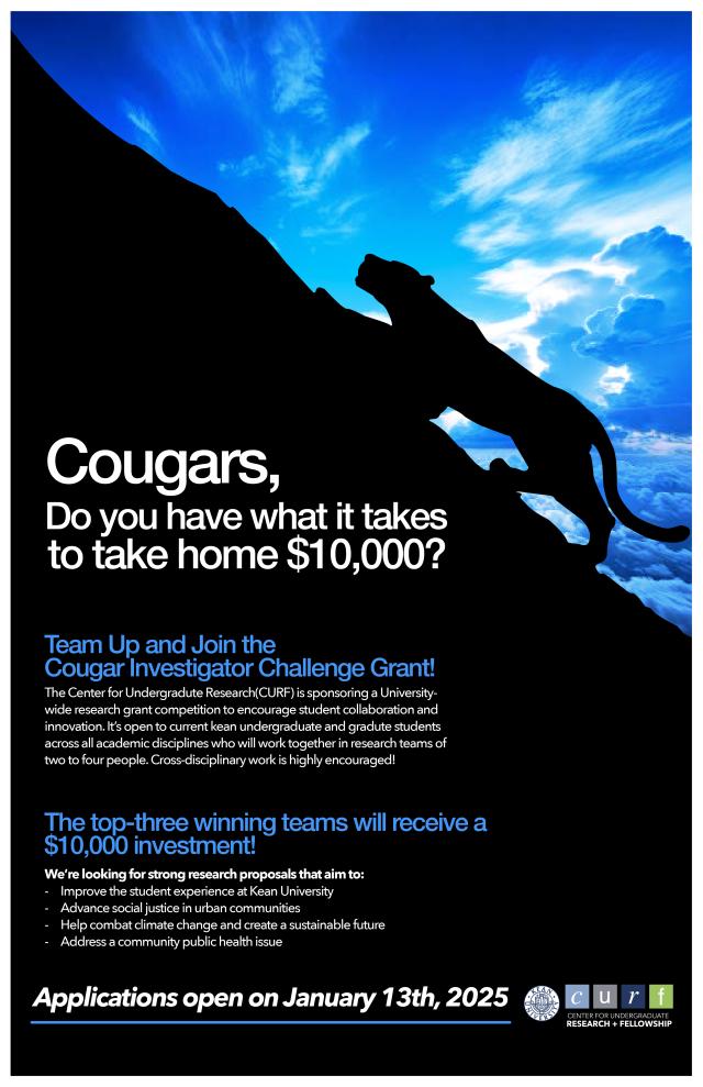 Cougar Investigator Research Challenge Grant | Kean University