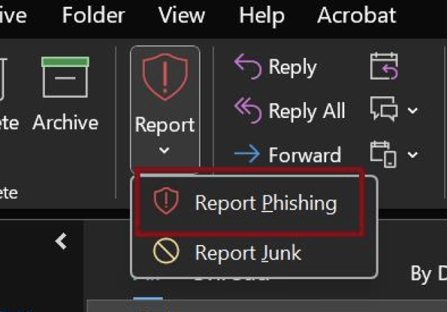 Instructions for reporting phishing via emails
