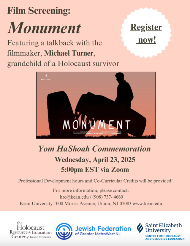 Yom HaShoah flyer for film screening