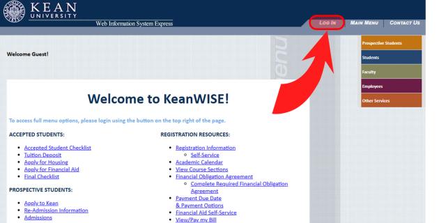 KeanWISE WebAdvisor SignIn