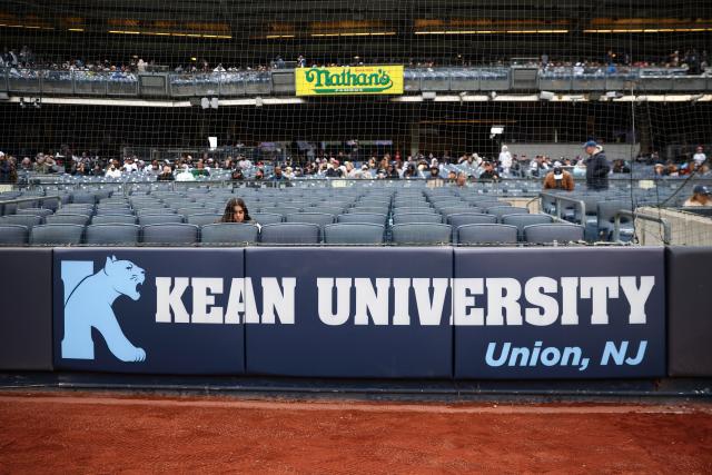 A photo of Yankee Stadium showing the name of new Proud Partner Kean University