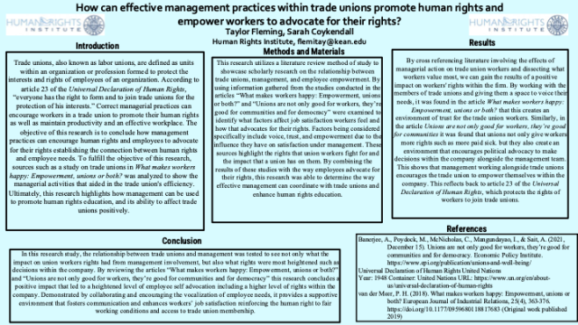 Poster on How Can Effective Management Practices within Trade Unions Promote Human Rights & Empower Workers to Advocate for their rights