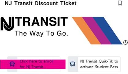 An image of the NJ Transit click here to enroll link
