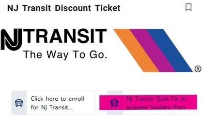 NJ Transit activate student ticket button