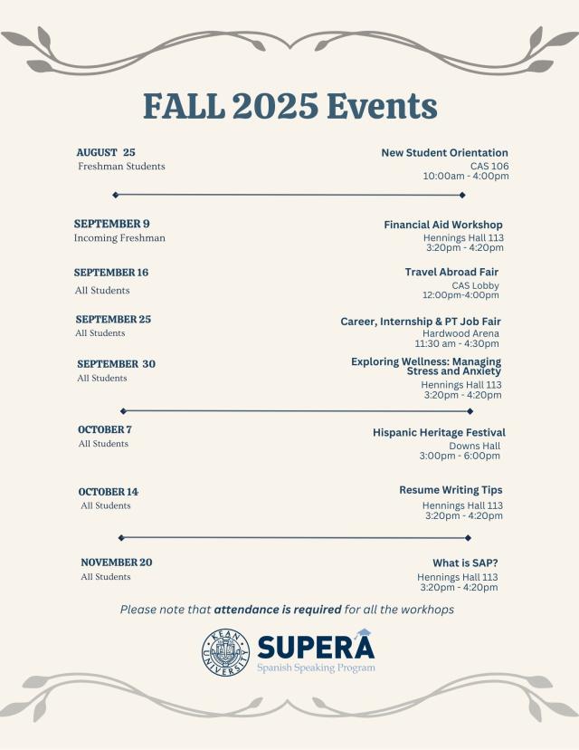 2025 Fall Events Calendar