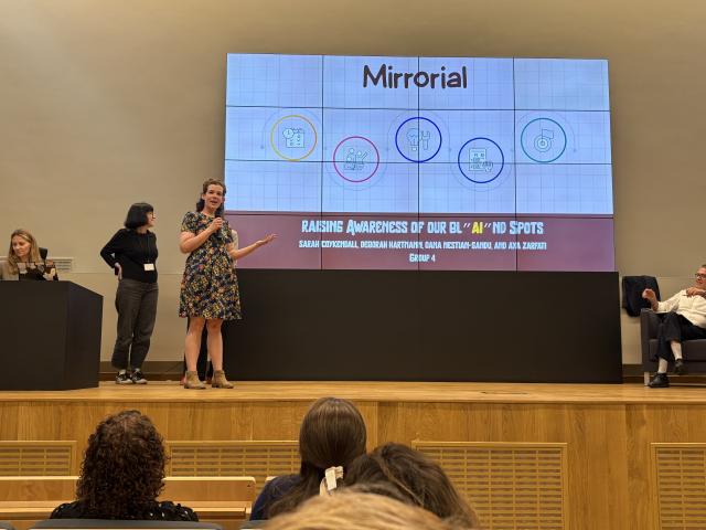 Kean's Sarah Coykendall delivers presentation on a stage