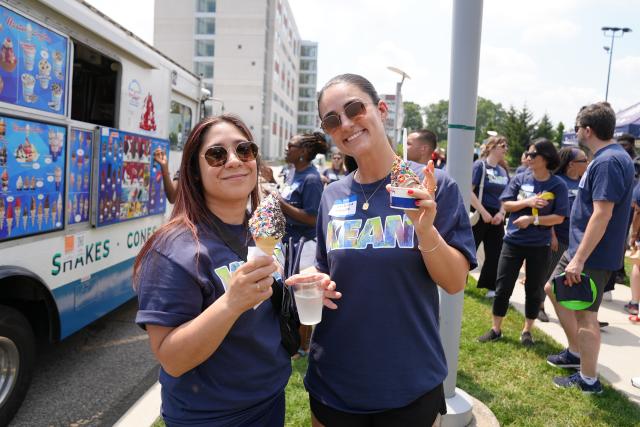 Two employees having ice cream at Employee Appreciation Day 