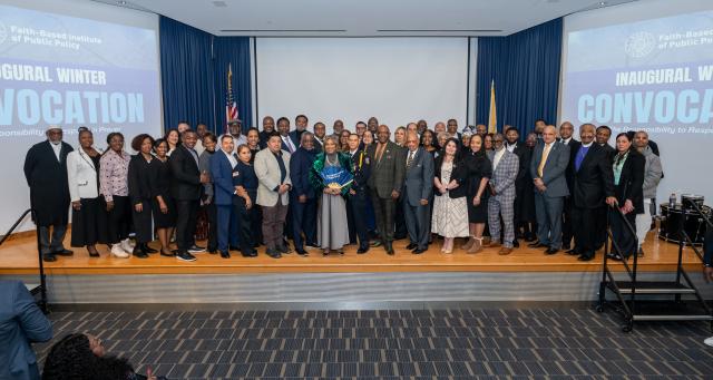 Group of leaders gathered on stage at Winter Convocation