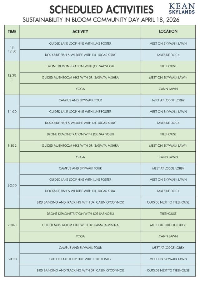 2026 Skylands Scheduled Activities