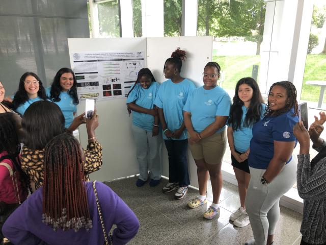 Students presenting a poster