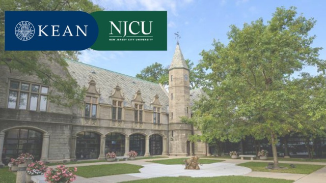 Kean Hall with Kean University and NJCU text and logos