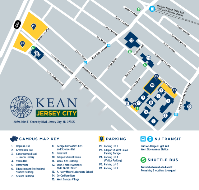 A map of Kean's Jersey City Campus 