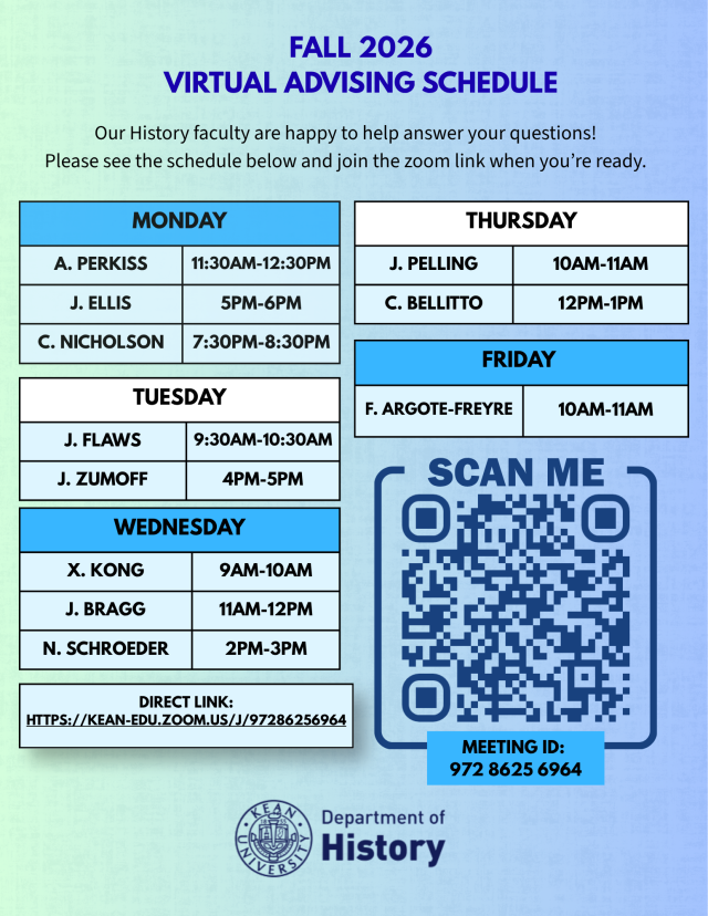 Flyer containing virtual advising schedule and Zoom meeting information
