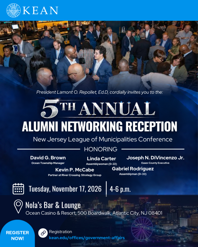 Kean Alumni Networking Reception 2026 at Nolas Ocean Casino Bar & Lounge 4-6pm November 17