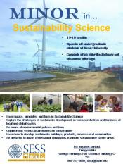 Image of a flyer about a minor in Sustainability Science and information to contact Dr. Dongyan Mu at Kean