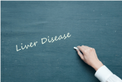Blackboard with hand writting "Liver Disease" (presentation title)