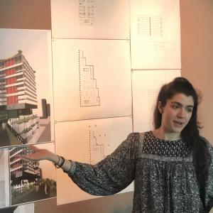 A Michael Graves College student makes a presentation at her second year review.